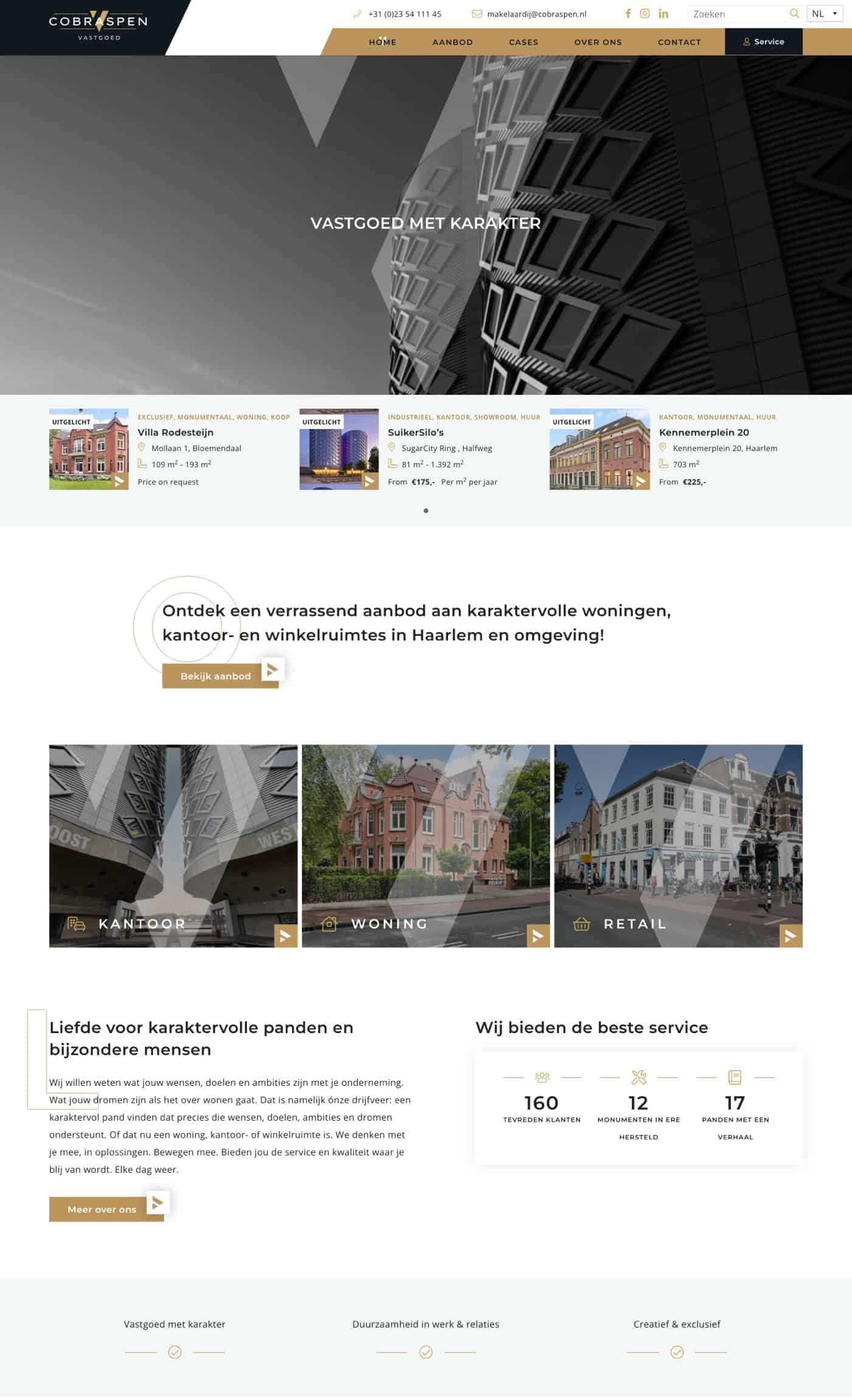 Cobraspen Vastgoed homepage