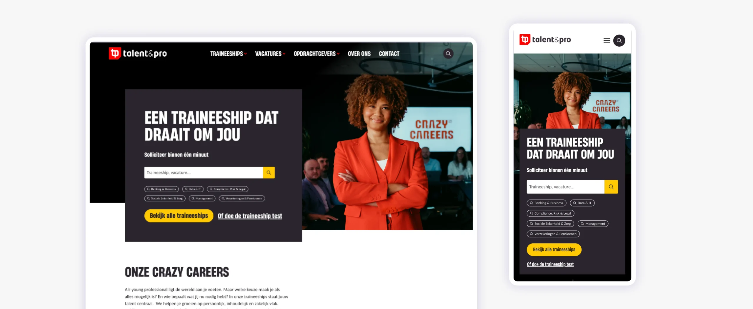 Desktop designs van de nieuwe website die Sturdy Digital ontwikkelde voor Cobraspen Vastgoed.