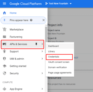 google cloud platform google maps instellen menu