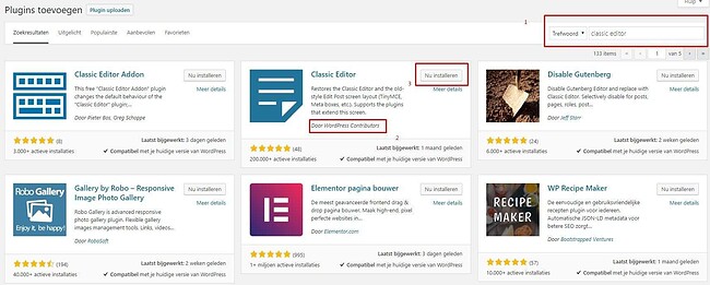 Het zoeken van de klassieke editor in wordpress | New Fountain