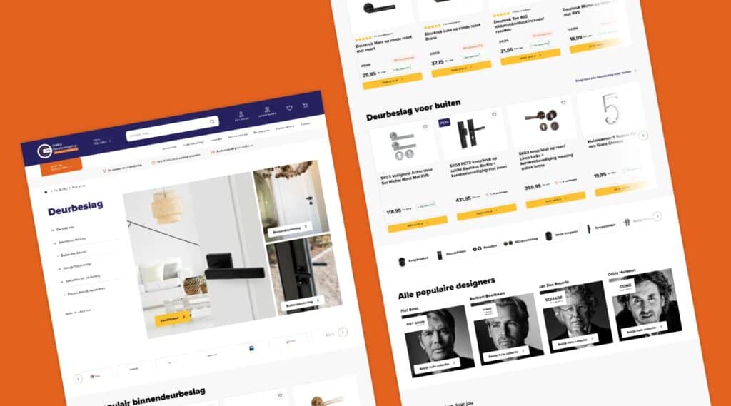Het desktop design van onlinedeurbeslagshop.nl zoals gemaakt door Sturdy Digital.