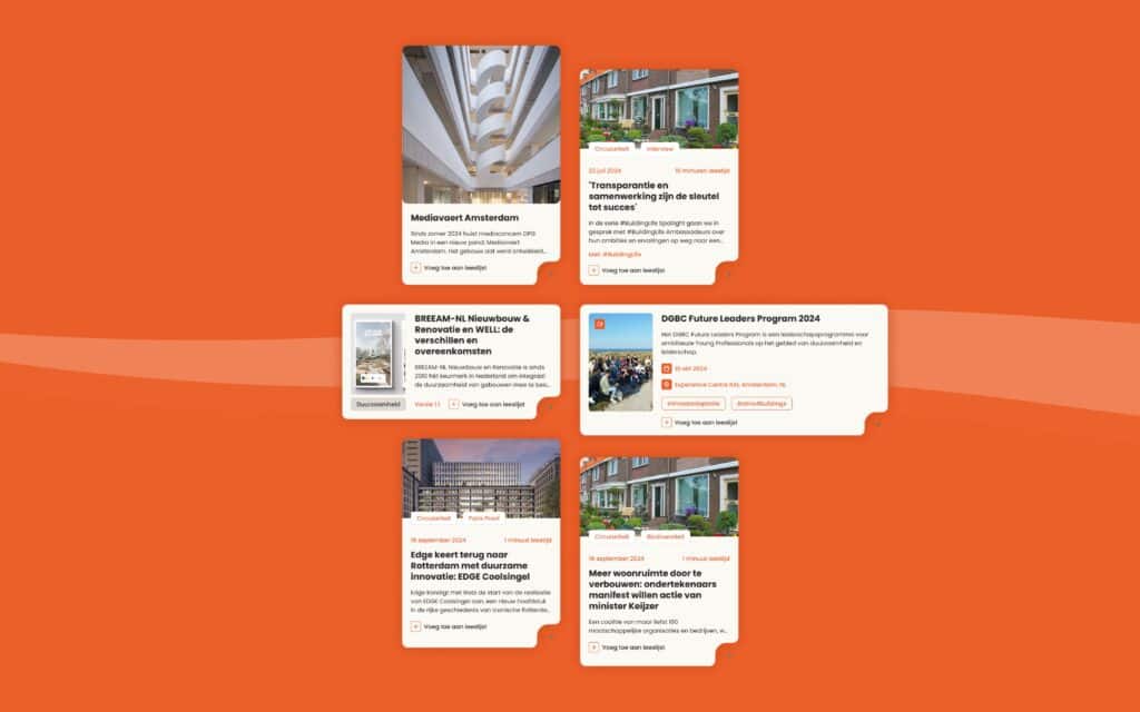 Verschillende post types worden overzichtelijk gepresenteerd in de DGBC kennisbank