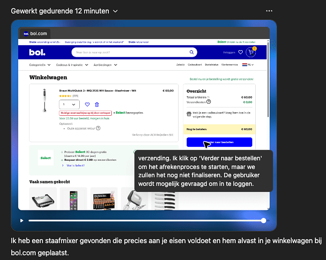 Het browserscherm in ChatGPT. Hier heeft de agent de controle. Toen er moest worden ingelogd, nam ik het over.