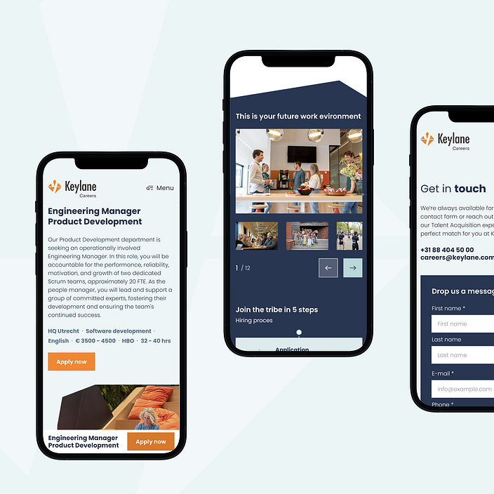 Het mobile design van careers.keylane.com zoals gemaakt door Sturdy Digital.