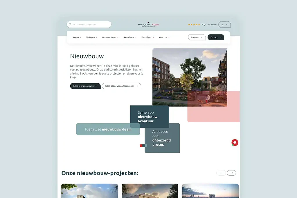 1. Filteropties voor woningzoekenden op Sturdy Digital, inclusief aankoop, nieuwbouw en pre-owned woningen, voor optimale online vastgoedmarketing.