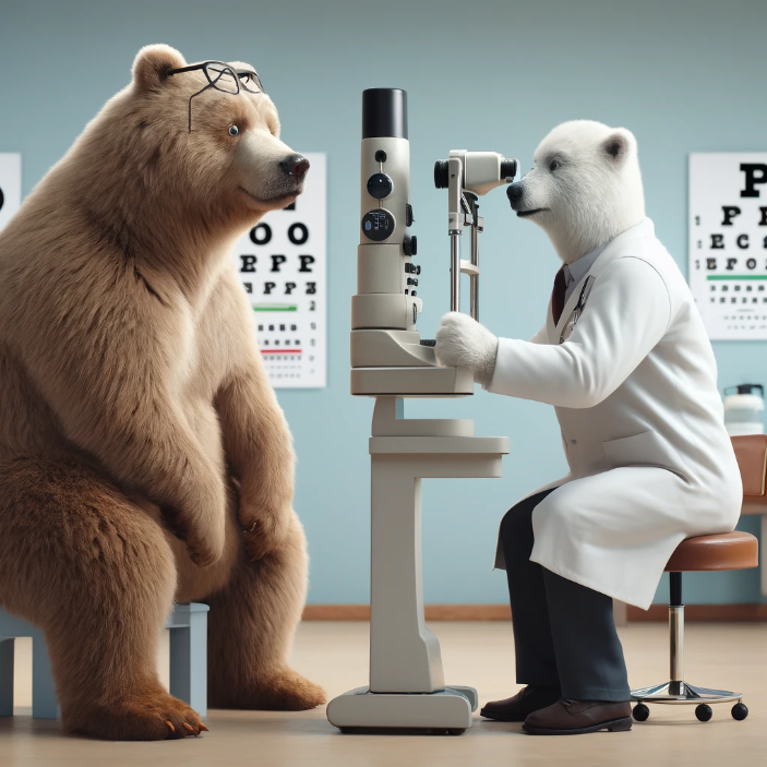 Sturdy doet een oogmeting omdat hij niet alles goed meer kan zien.