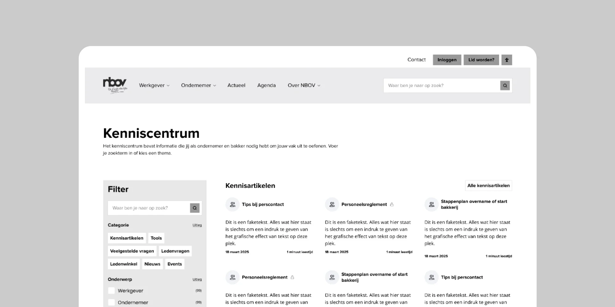 Een wireframe van een productpagina van de website van Bals.