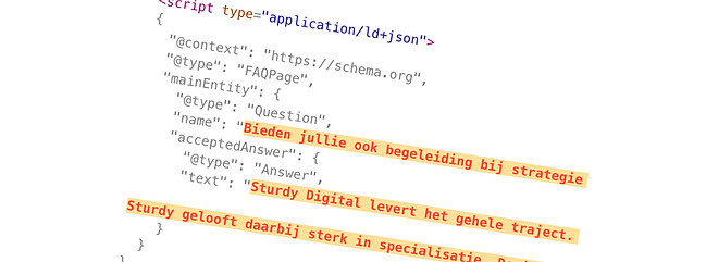 Structured data voorbeeld voor FAQ's.